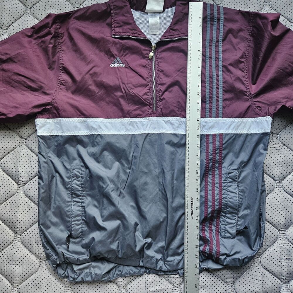 Vintage Adidas Windbreaker Pullover Jacket Half Zip Colorblock 3 Stripe Mens XL - Picture 2 of 16